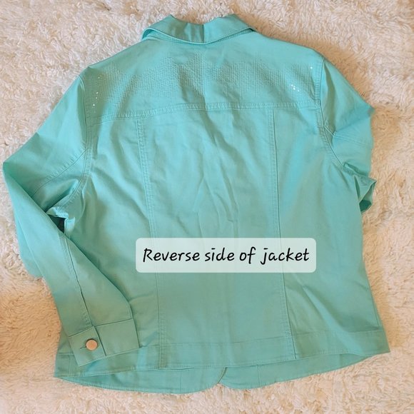 Ladies' Alia Size 14P Turquoise Light Spring Jacket *Like New* - Picture 2 of 5